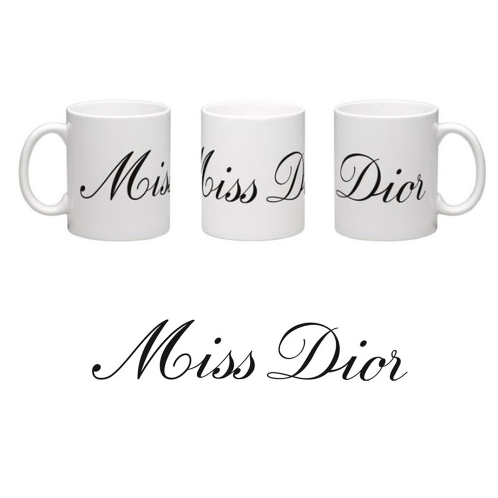 Miss Dior Designer Mug White Coffee Tea Mug with Black Logo Print - New - Picture 2 of 4